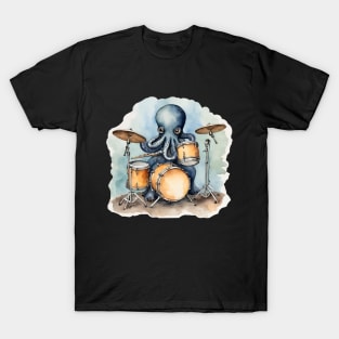 Octopus Playing Drums, Gift for Octopus Lover, Cute Octopus Gift T-Shirt